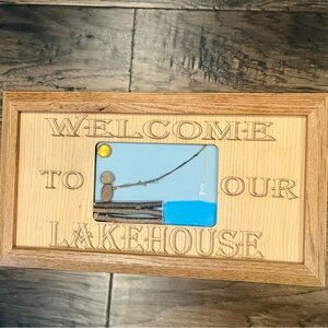 Rustic Lakehouse Welcome Picture Frame
